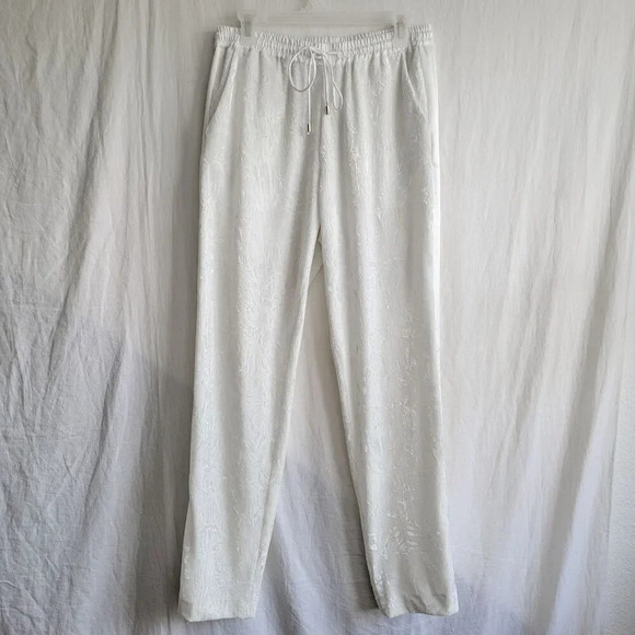 Ronny Kobo White Crushed Velvet High Waisted Pants Size Medium - Picture 1 of 6